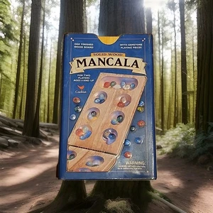 Cardinal Solid Wood Folding Mancala Game With Metal Tin Gemstone Pieces - Picture 1 of 4