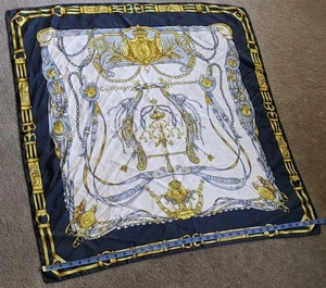 Bayron Silk Equipages Harnachements 34" Square Scarf Horse Equestrian Print  - Picture 1 of 12