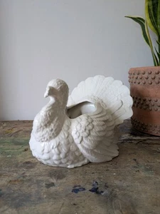 Vintage Bassano Italy Ceramic Turkey Bird Planter White Table Centre Bowl Pot Vg - Picture 1 of 8