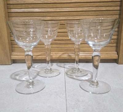 Cocktail Glasses Libbey Rock Sharpe Windswept 1197 Etched 5.75” Vintage Set Of 4 - Image 1 of 4