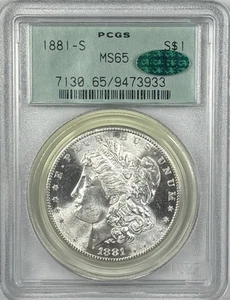 1881-S Morgan Dollar $1 PCGS MS65 CAC - Old Holder OGH Flashy White Gem - Picture 1 of 2