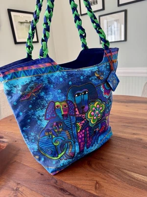 Canine Family Laurel Burch Lona Bolso Hobo Bolso de Mano Perros con Espejo Dije COMO NUEVO Foto 1 de 4