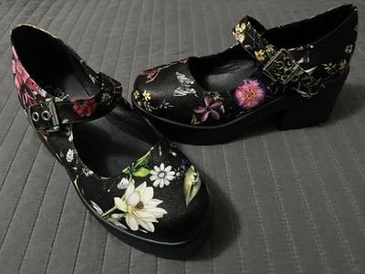 KOI Tira Mary Jane Shoes FLORAL EDITION Flower Wedge Heels Size 5 (38) BRAND NEW - Image 1 of 4