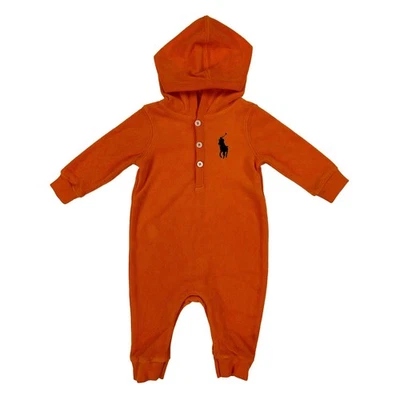 *DEFECTO MENOR* Polo Ralph Lauren Bebé Big Pony Con Capucha Terry Paño Una Pieza - 3M Foto 1 de 4