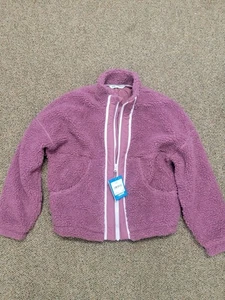 New DSG Girls Large L Cozy Fleece Full Zip Sherpa Rose Coffee Pink Jacket Coat - Picture 1 of 8
