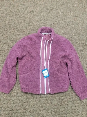 Novo Casaco Jaqueta DSG Meninas Grande L Aconchegante Lã Zíper Completo Sherpa Rosa Café Rosa - Imagem 1 de 4