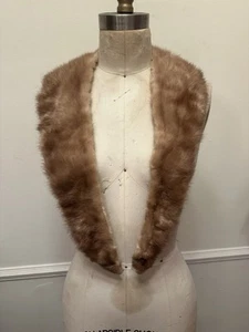 Vintage Blonde Mink Fur Stole Shawl Collar 1950s Silk Lined 42” Long Light Brown - Picture 1 of 8