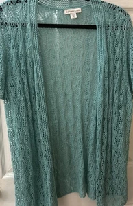 coldwater creek knit cardigan  Petite XL teal - Picture 1 of 9