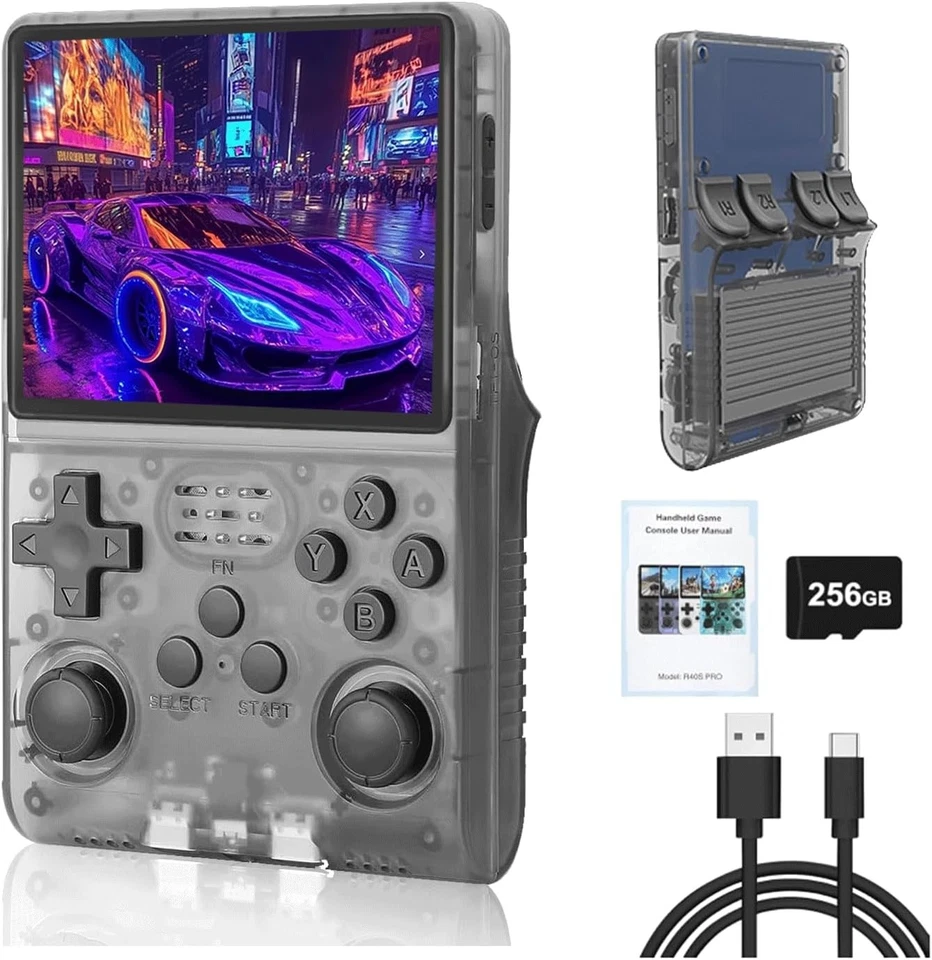 MARKENLOS R40S PRO-- Handheld Konsole, Schwarz, Linux, 256GB, 30.000+ Spiele NEU&OVP DHL