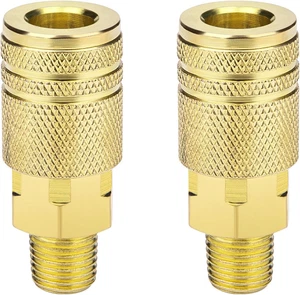 2 Stück Luftschlauch Armaturen 1/4 Zoll NPT Stecker Style Schnellkupplung Messing Kupplungen - Bild 1 von 6