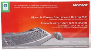 Microsoft Wireless Entertainment Desktop 7000 Curve Keyboard Laser Mouse NEW - Picture 1 of 7