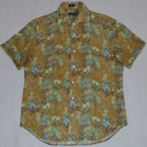 Peter Millar Sz M Medium Vintage Safari Linen S/S Button Up Floral Sabbia Shirt - Picture 1 of 1