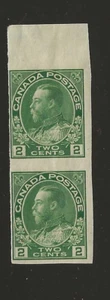 Canada Scott #137 coppia imperforata come nuova 2c verde Re Giorgio V, 1924, og f/vf - Foto 1 di 2