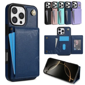 Funda de cuero para iPhone 16 15 14 13 12 11 Pro Max magnético tarjetero funda protectora - Imagen 1 de 84