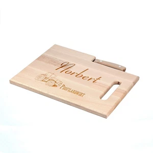 Frühstücksbrettchen Schneidebrett mit Messer inkl. Gravur Motiv Profilandwirt - Bild 1 von 3