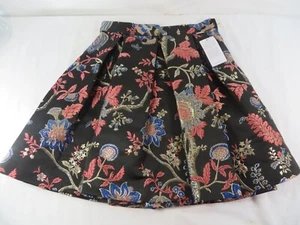 Guess Los Angeles Gold Blue Jaquard Annette Pleated Mini Skirt Zip Size 26 - NWT - Picture 1 of 16