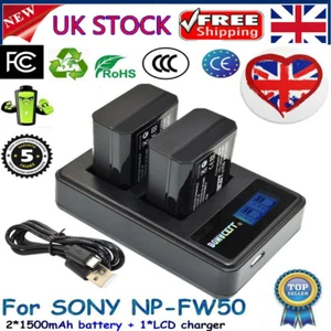 2 Pcs Replace Battery NP-FW50+1*Charger For Sony Alpha A35 A55 NEX-5 NEX-6 NEX-7 - Picture 1 of 6