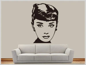 Wandtattoo wandaufkleber wandsticker photo  Porträt  Audrey Hepburn wph017 - Bild 1 von 1