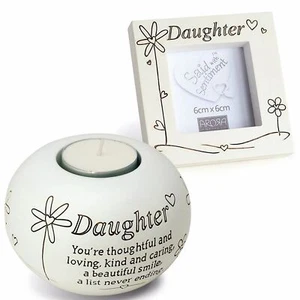 Daughter Gift Set Candle Holder Frame Said With Sentiment Inspirational - Picture 1 of 1