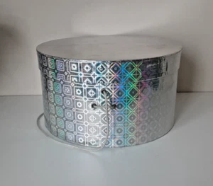 Metallic Silver Iridescent Hat Box With String Handles - Picture 1 of 5