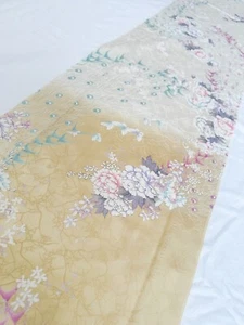 Vintage Kimono Fabric Picked From Furisode 66”x14” Multi Color Base v353 - Picture 1 of 10