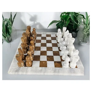 12" Marmor Schachspiel, Aufbewahrungsbox, Stein Schachspiel für Feiertage Geschenk für Ihn-Neu - Bild 1 von 16