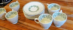 VTG Booths Silicon China England Corinthian MAPLE LEAF 6 DEMITASSE CUPS & SAUCER - Picture 1 of 2