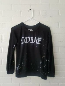 CHASER LOVE Designer Black Paint Sweatshirt 16 $64 Designer Splatter Sweater - Picture 1 of 2