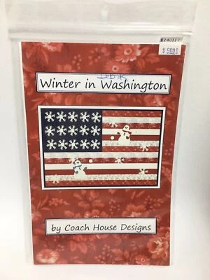 Wall Quilt American Flag Snowman Snowflake 40x26 Quilting Sewing Pattern Winter - Image 1 of 2
