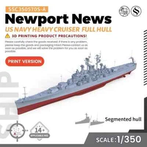SSMODEL SSC350570S-A Modelo Militar Marina de los Estados Unidos Newport News Crucero Pesado CASCO COMPLETO - Imagen 1 de 4