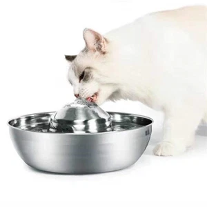 2L Steel Pet Automatic Water Fountain Cats Dogs Drinking Dispenser Stainless - Picture 1 of 9