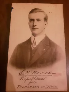 UZ McMURTRIE REPUBLIKANER FÜR INDIANA STATE TREASURER BILDFELDZUG 1914 POSTKARTE - Bild 1 von 2