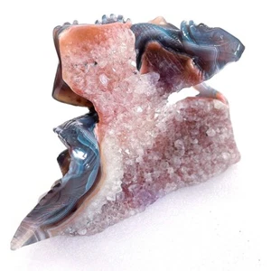 7.3" Natural Geode Agate Engraving Lizard Crystal Healing Realistic,collectible - Picture 1 of 10