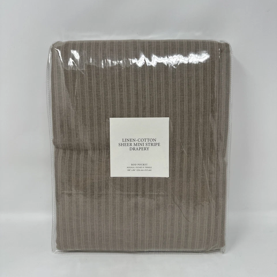 HERRAJES DE RESTAURACIÓN Lino-Algodón Transparente Mini Rayas Cortinas Panel RP 100"X84" Foto 1 de 4