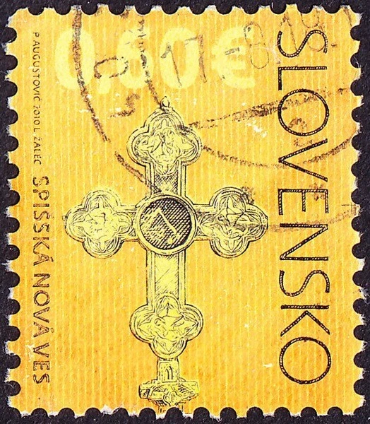 Slovakia Stamp Scott # 587 Used with Town Cancel - 60c Cross Architectural Issue - Image 1 of 1