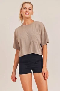 Mono B Boxy Beige Pocket Crop Size L - Picture 1 of 2