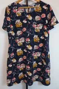 Maurices Shift Dress Womens Size Large Short Sleeve Blue Floral Polyester - Picture 1 of 8