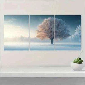 3pcs  Winter Tree Art Serene Snowy Landscape Metal Print Ready to Hang Art - Bild 1 von 8