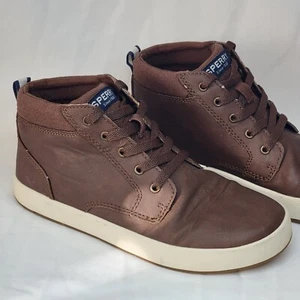 Sperry Topsider Shoes Boys Size 3 Youth Cruise Mid Brown Casual Comfort Sneakers - Picture 1 of 8