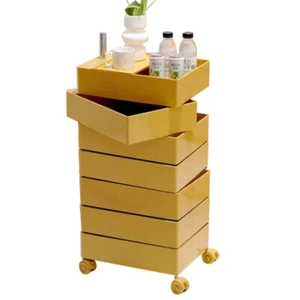 7 Drawers 360° Movable Rotating Storage Side End Coffee Table Sofa Cabinet Wheel - Picture 1 of 13