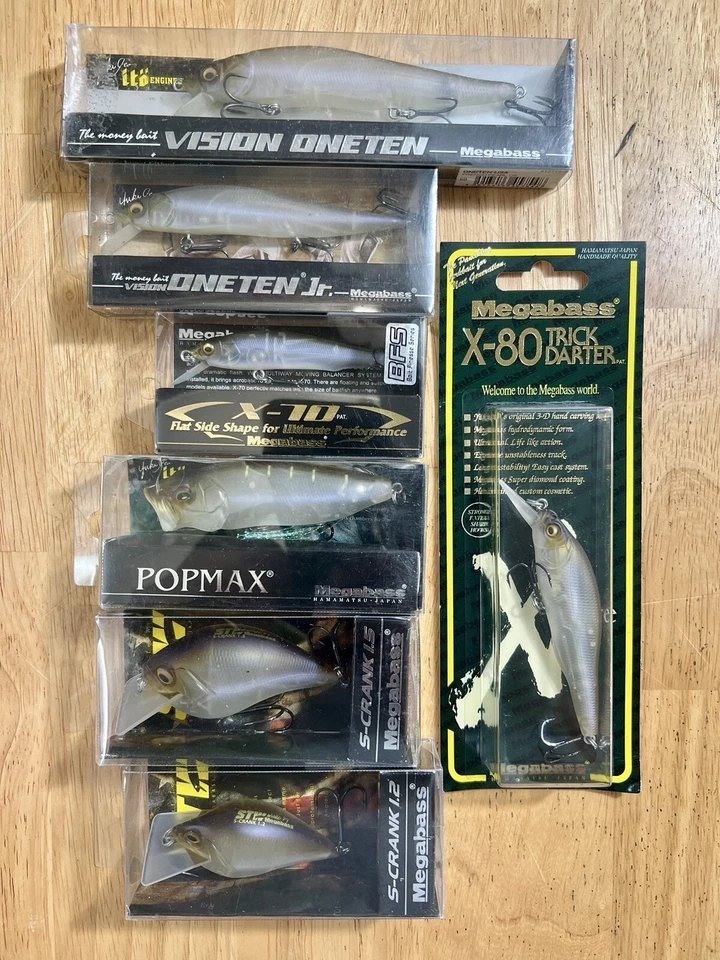 Megabass PopMax, X-70 BFS, X-80 TD, 110 Jr., 110, S-Cranks 1.2+1.5 (Lot Of 7) - Image 1 of 4
