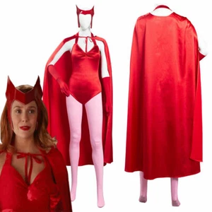 WandaVision Scarlet Witch Wanda Maximoff CosplayCostume Halloween Carnival Suit# - Picture 1 of 9