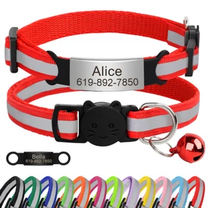 Etichetta ID personalizzata collare gatto incisione campana di sicurezza nylon regolabile - Foto 1 di 39