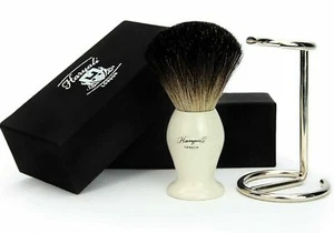 100% Pure Badger Hair Shaving Brush Durable Steel Stand Set With Haryali Box Kit - Picture 1 of 3