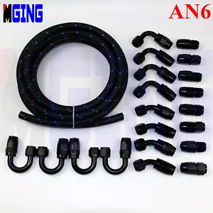 AN6 6AN 6 Steel Nylon Braided Oil Fuel Line Hose End + Fitting Adapter 32.8FT BK - Bild 1 von 6