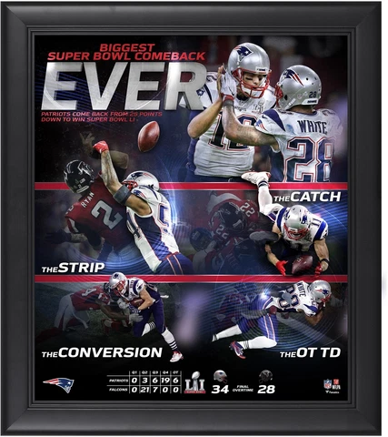 PatriotsSB LI Champs Framed 15' x 17' Biggest Comeback Ever Collage Cover