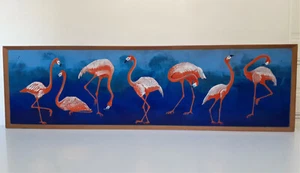 Art nouveau - Grande plaque en céramique - Décors flamands roses - 101,5 cm - Photo 1/12