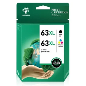 63XL 63-XL Black + Tri-Color ink cartridge High Yield Compatible for HP | 2 Pack - Picture 1 of 5