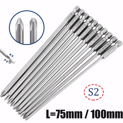 5 pcs Phillips Screwdriver Electric Bits With Magnetic 75 100mm Ph0012 S2 Steel - Image 1 of 4