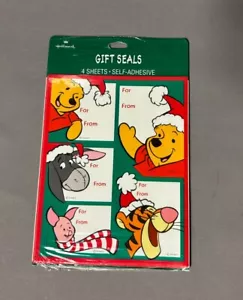 Vintage Hallmark Winnie the Pooh Piglet Tigger Eeyore Gift Seals Tags 4 Sheets - Picture 1 of 4